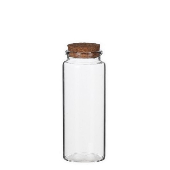 STORAGE BOTTLE CLEAR  WITH CORK H12.5 D4.5CM 12PCS