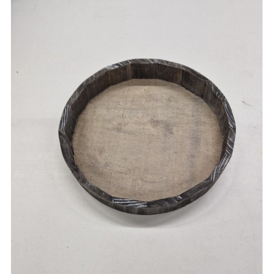 WOODEN TRAY ROUND 20X3CM GREY