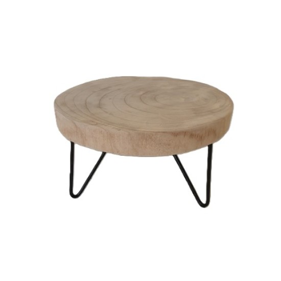 WOOD SLICE PAULOWNIA ON BASE D30 H15CM NATURAL