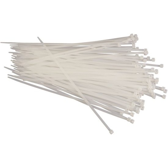 CABLE BAND 200X2.5MM WHITE 100PCS