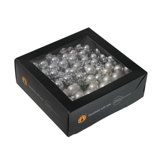 CHRISTMAS SPHERES 20MM SILVER COMBI 144PCS