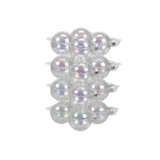 CHRISTMAS SPHERES 80MM CLEAR PEARL 16PCS