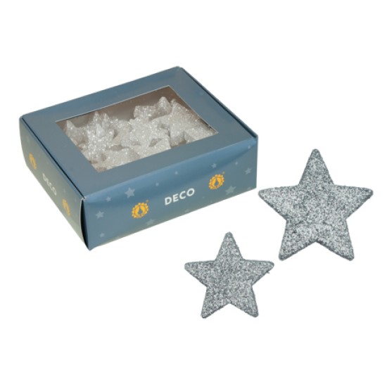 STARS 40/50MM SILVER 36PCS