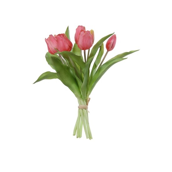 TULIP BUNDLE 30CM DARK PINK