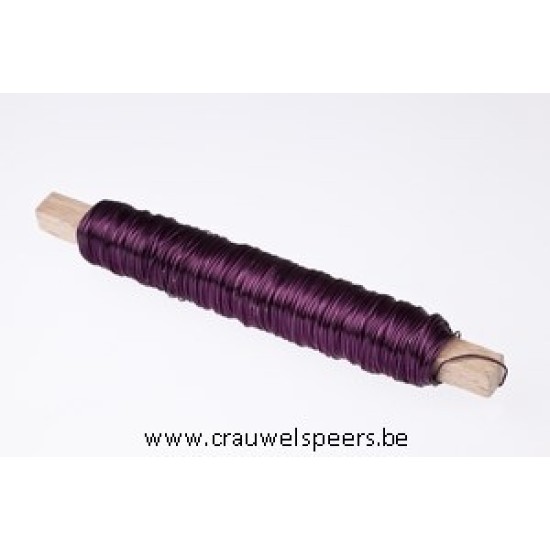 FIL DE FER  AUBERGINE SUR BATONNET EN BOIS 0.50MM 50M 100GR