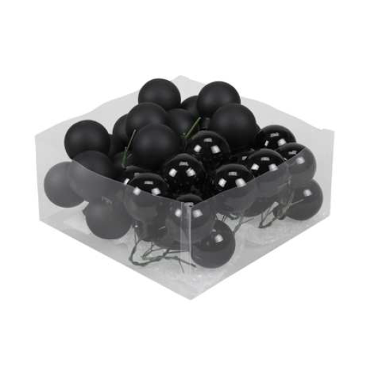 CHRISTMAS SPHERES 40MM BLACK COMBI 36PCS