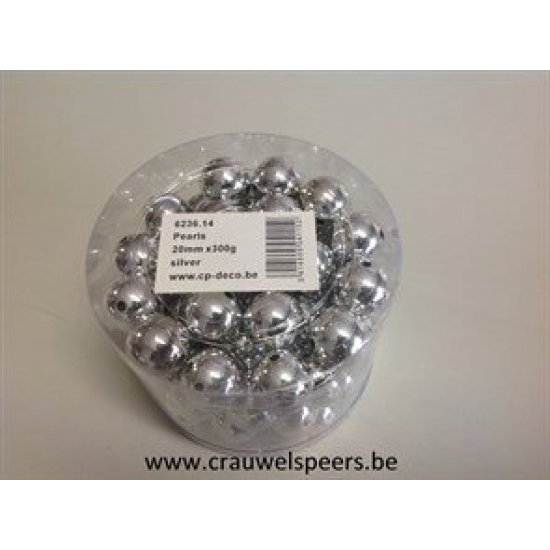 PARELS 20MM ZILVER 300GR +/-72ST