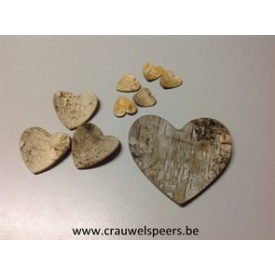 BIRCH BARK HEARTS 3CM 50PCS