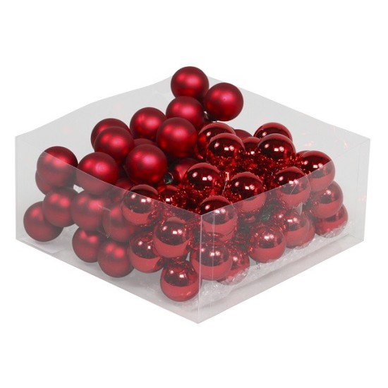 CHRISTMAS SPHERES 30MM RED COMBI 72PCS