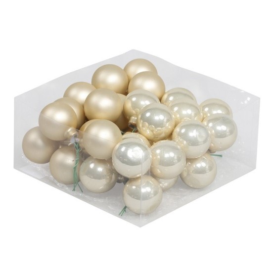 CHRISTMAS SPHERES 40MM CHAMPAGNE COMBI 36PCS