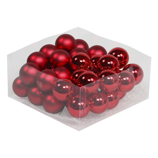 CHRISTMAS SPHERES 40MM RED COMBI 36PCS