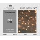 LED LIGHTING IVY (INDOORS) 200L 4.50M WARM WHITE 4M  CABLE RUN TRANSPARENT IP20 24V/3VA TRANSFORMER