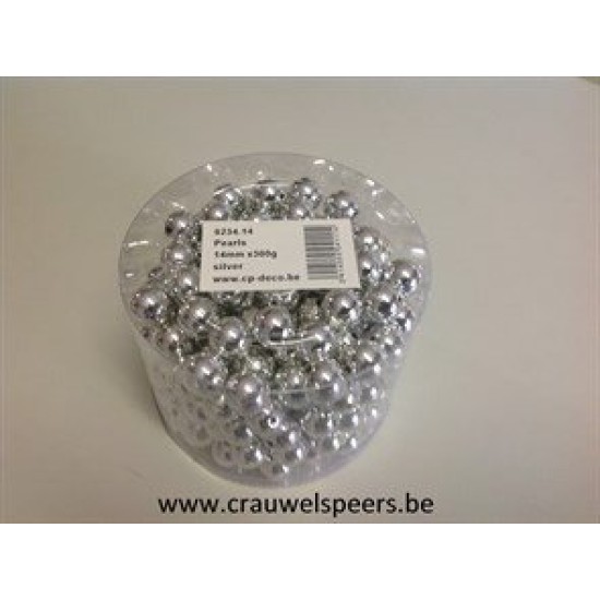 PARELS 14MM ZILVER 300GR +/-210ST