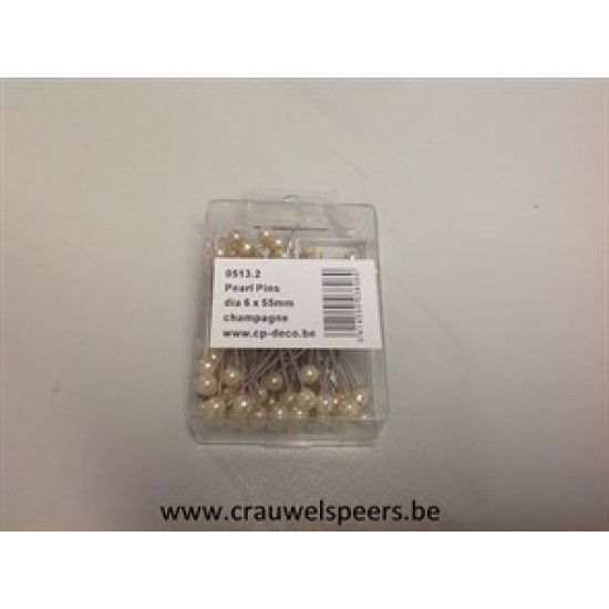 EPINGLES A TETE DE PERLE D6XL55 CHAMPAGNE 100PCS