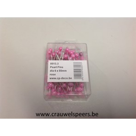 EPINGLES A TETE DE PERLE D6XL55 ROSE 100PCS