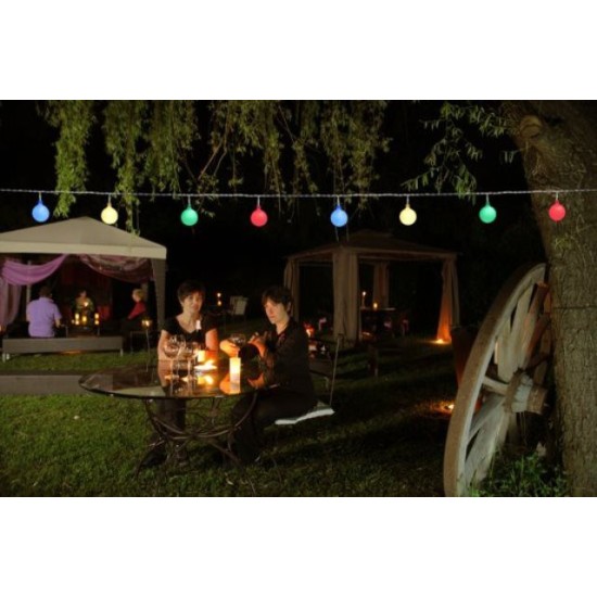 PARTYLIGHTS 50ST 2.5CM LED MULTI 10M +5M KABEL