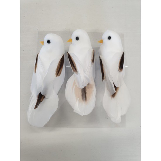 OISEAUX BLANCS +/-10CM AVEC CLIP 3PCS