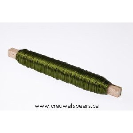 FIL DE FER  VERT FONCE SUR BATONNET EN BOIS 0.50MM 50M 100GR