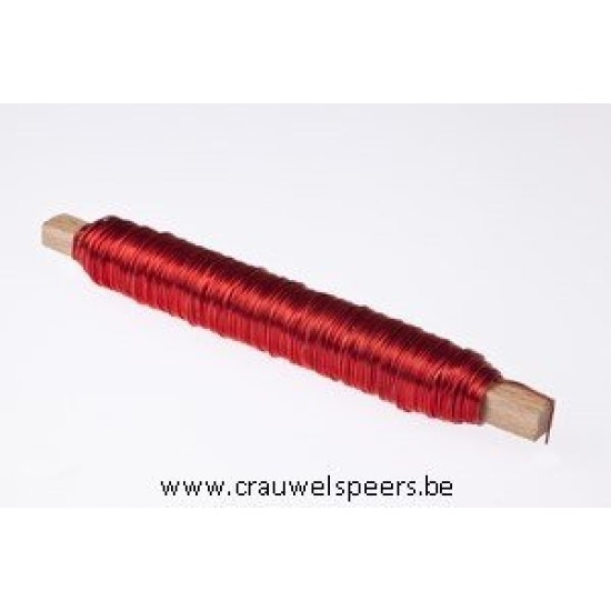 FIL DE FER  ROUGE SUR BATONNET EN BOIS 0.50MM 50M 100GR