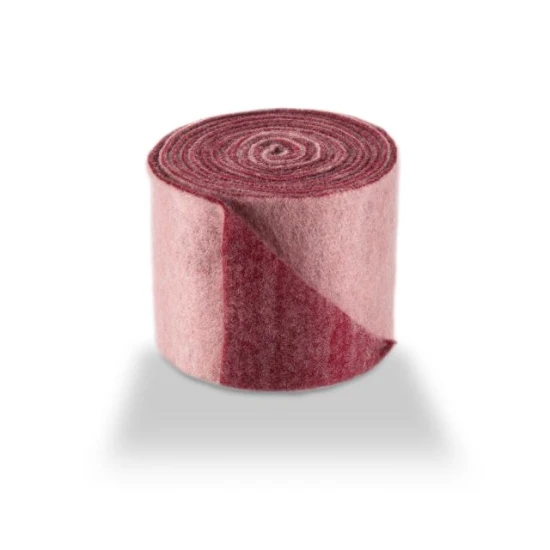WOOL FELT 7.5CM +/-5M 2 COLOURS ROSE/RED