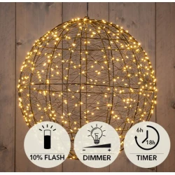 BALL METAL D35CM 500LED FLASH IP44 INDOOR/OUTDOOR TRAFO TIMER+DIMMER CLASSIC WARM