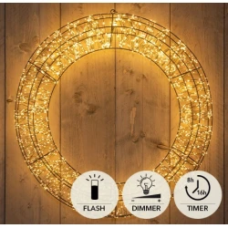 WREATH METAL 70X12CM 2400LED FLASH IP44 INDOOR/OUTDOOR TRAFO TIMER+DIMMER CLASSIC WARM