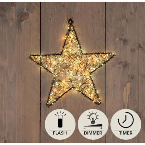 ETOILE METAL 26CM 200LED FLASH IP44 INDOOR/OUTDOOR TRAFO TIMER+DIMMER CLASSIC WARM