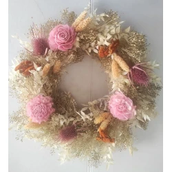 WREATH 30CM MIXED DRIED FLOWERS BLEACHED  