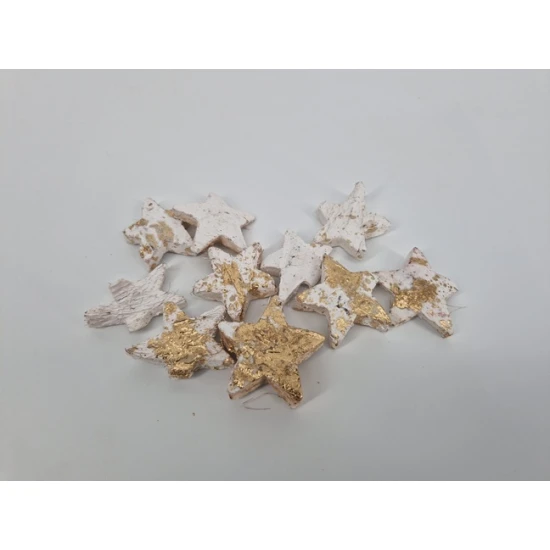 COCOSNOOT STERREN 5CM WIT MET TOUCH OF GOLD 10ST