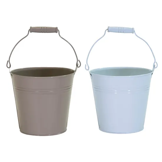 SEAU ZINC D15 H13 BLANC/GRIS