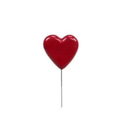 HEART 3CM RED ON STICK 48PCS