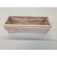 WOODEN PLANTER WHITE WASH 24X8X7CM
