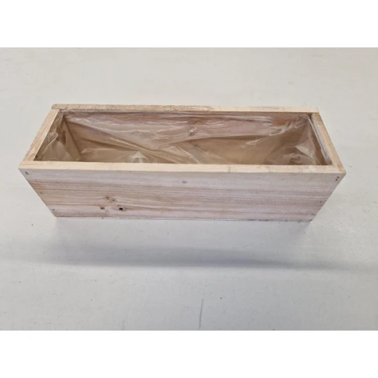 WOODEN PLANTER WHITE WASH 24X8X7CM