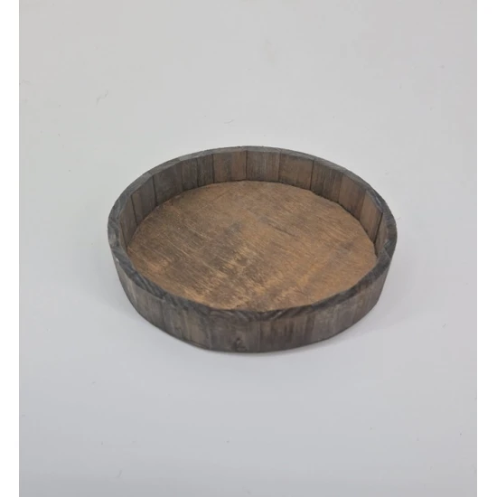 WOODEN TRAY ROUND 20X3CM GREY