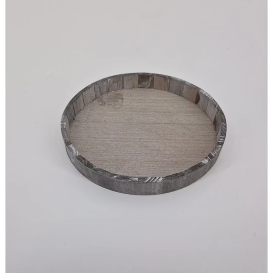 HOUTEN SCHAAL ROND 25X3CM GRIJS