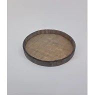 WOODEN TRAY ROUND 30X3CM GREY