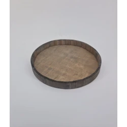 WOODEN TRAY ROUND 30X3CM GREY