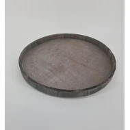 WOODEN TRAY ROUND 40X3CM GREY