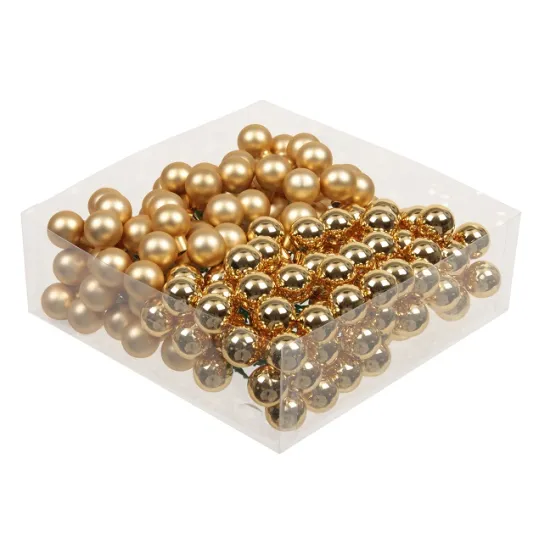 CHRISTMAS SPHERES 20MM BRIGHT GOLD COMBI 144PCS