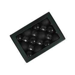CHRISTMAS SPHERES 57MM BLACK COMBI 12PCS