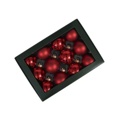 CHRISTMAS SPHERES 57MM RED COMBI 12PCS