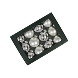 CHRISTMAS SPHERES 57MM SILVER COMBI 12PCS