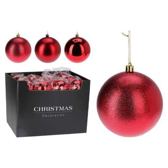 BOULE DE NOEL PLASTIQUE 120MM ROUGE 1PC