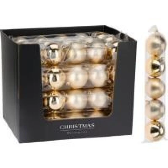BOULE DE NOEL PLASTIQUE 80MM MIX OR 5PCS