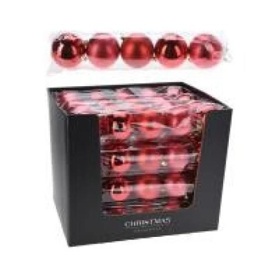 BOULE DE NOEL PLASTIQUE 80MM MIX ROUGE 5PCS