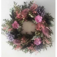 COURONNE 30CMMIXED DRIED FLOWERS LILAC      