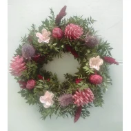 KRANS 30CM MIXED DRIED FLOWERS PINK    