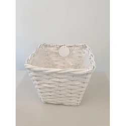BASKET SQUARE CANE WHITE 20X20X20CM