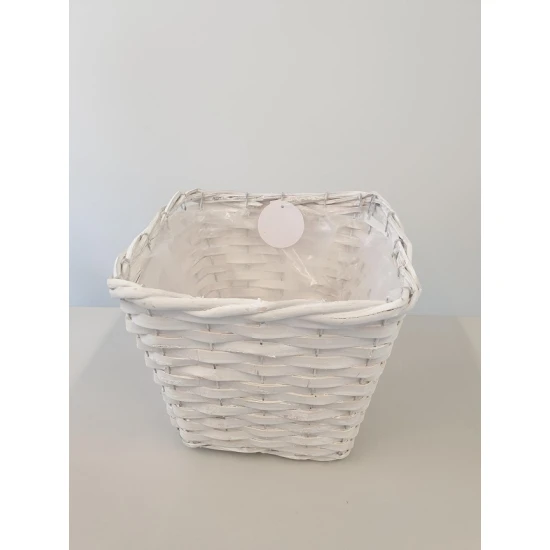 BASKET SQUARE CANE WHITE 20X20X20CM