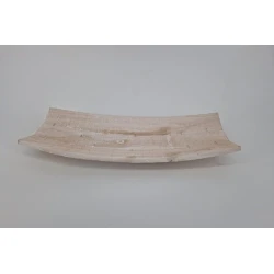 WOODEN BOWL CURVED WHITE WASH 43X19X7CM 